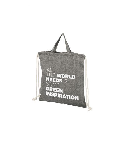 Be Inspired 150 g/m² recycled cotton drawstring backpack